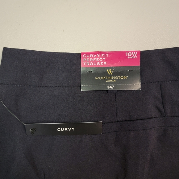 Worthington Women's Pants Curvy Fit Perfect Trouser Navy Blue Size 18W Short - Picture 4 of 6